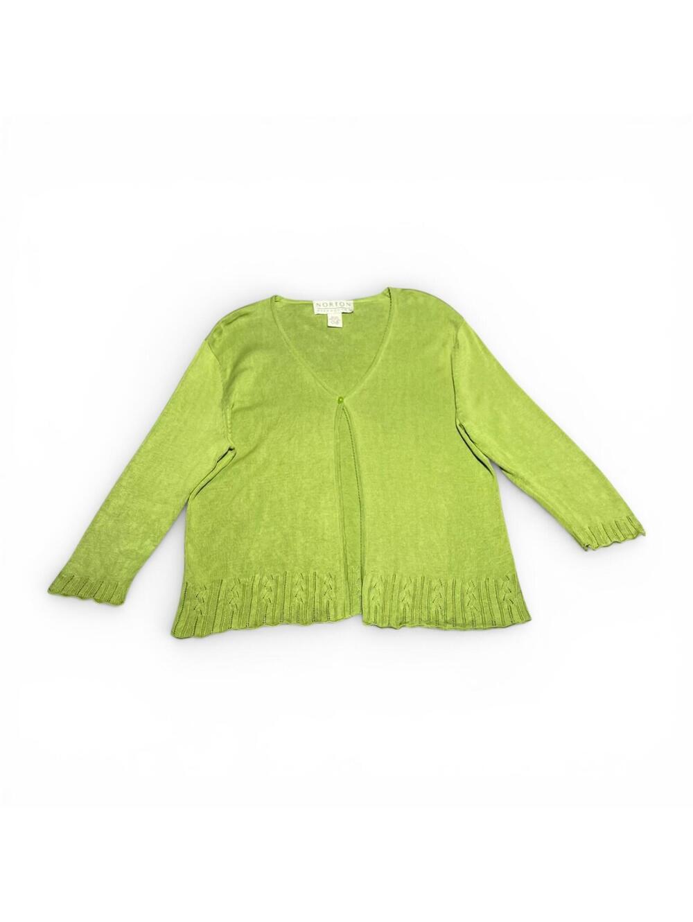 Vintage Norton McNaughton Green Silk and Cotton Cardigan Medium